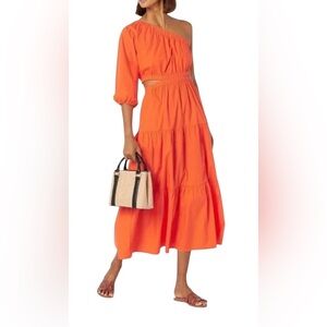The Drop One Shoulder Cutout  Midi Dress Size XL New